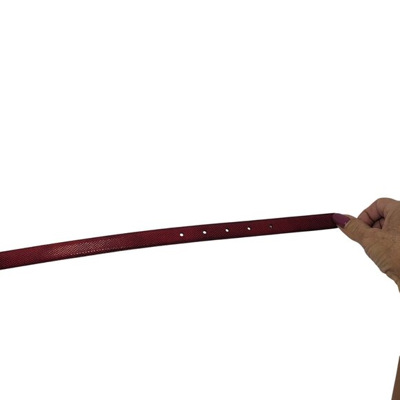 Vtg 80s Red Snake Python Embossed Skinny Leather Cincher Belt Sz XL Accessory - Picture 7 of 10